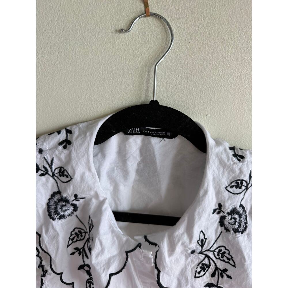 Zara Embroidered Poplin Top Size Small - Picture 5 of 6
